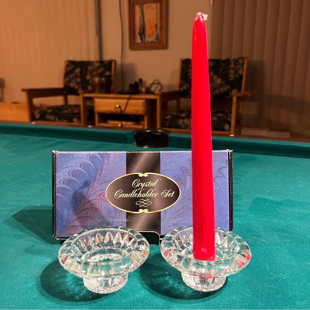 Crystal Glass Candleholders by Darby, set of 2